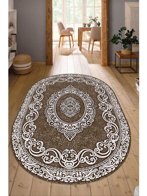 Dijital Baskılı Kaymaz Taban Yıkanabilir Oval Salon Halısı Mutfak Halısı Yolluk NDO-HK-114
