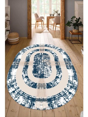 Dijital Baskılı Kaymaz Taban Yıkanabilir Oval Salon Halısı Mutfak Halısı Yolluk NDO-SD-383