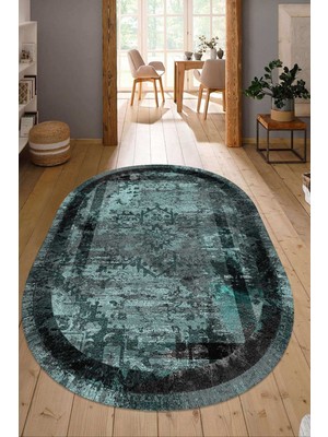 Napoli Home Dijital Baskılı Kaymaz Taban Yıkanabilir Oval Salon Halısı Mutfak Halısı Yolluk NDO-SD-279