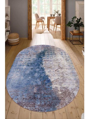 Dijital Baskılı Kaymaz Taban Yıkanabilir Oval Salon Halısı Mutfak Halısı Yolluk NDO-HT-740