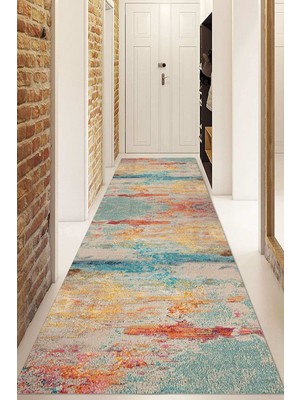 Dijital Baskılı Kaymaz Taban Yıkanabilir Modern Yolluk ve Koridor Halısı NDU-HS-212