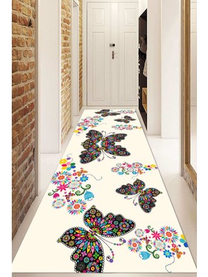 Dijital Baskılı Kaymaz Taban Yıkanabilir Modern Yolluk ve Koridor Halısı NDU-HS-514