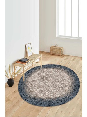 Dijital Baskılı Kaymaz Taban Yıkanabilir Yuvarlak Salon Halısı Koridor Halısı Paspas NDY-HT-246