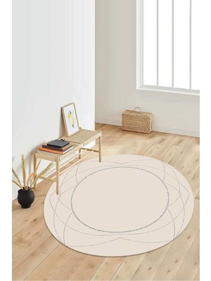 Napoli Home Dijital Baskılı Kaymaz Taban Yıkanabilir Yuvarlak Salon Halısı Koridor Halısı Paspas NDY-SD-441