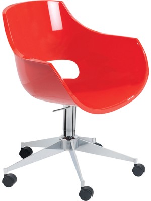Papatya Opal Şef - Tekerlekli Amortisörli Çalışma Ofis Koltuğu Solid Kırmızı