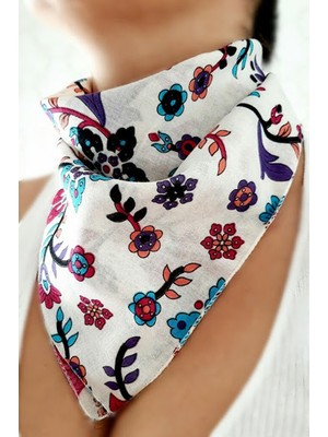 Petek Aksesuar Etnik Desenli Bandana Beyaz