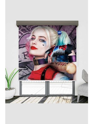Tekstilnet Harley Quinn Desenli Genç Odası Dekoratif Tekstil Baskılı Stor Perde
