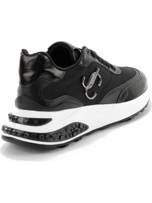 Bambi Siyah Kırışık Rugan Kadın Sneaker K01235002208
