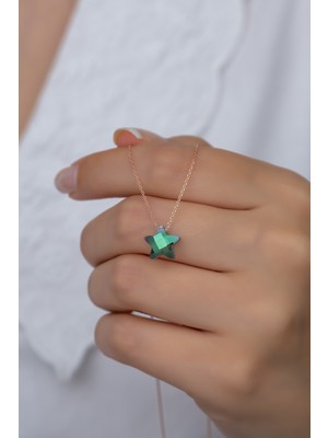 Nereze 925 Ayar Gümüş Mistik Topaz Taşlı Yıldız Kolye