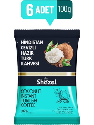 Shazel Hindistan Cevizli Hazır Türk Kahvesi 100 gr x 6 Adet