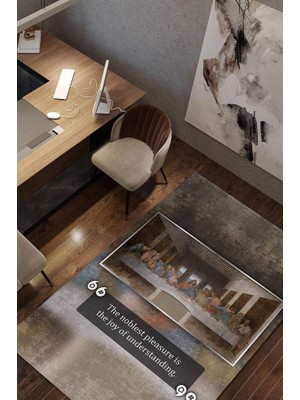 Homshtag Son Akşam Yemeği Da Vinci Dokuma Tabanlı Yıkanabilir Kaymaz Sanat Sever Halısı