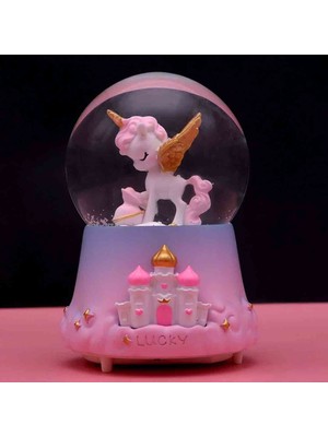 Şifainur Kanatlı Unicorn Işıklı Müzikli Kar Küresi Gece Lambası Müzik Kutusu