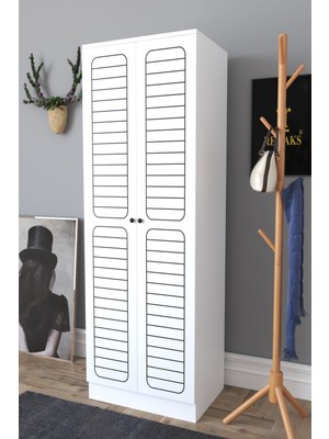 The Violet Maya 2 Kapaklı Elbise Dolabı Gardırop -Beyaz