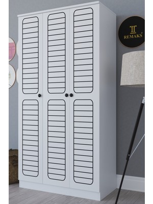 The Violet Maya 3 Kapaklı Elbise Dolabı Gardırop-Beyaz