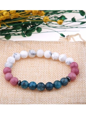 Safnaturel Sertifikalı Jasper, Apatit, Havlit Doğal Taş 8 mm Bileklik