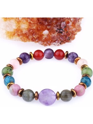 Safnaturel Sertifikalı Ametist, Apatit, Akik, Hematit, Labrodite, Yeşim, Jasper Doğal Taş 8 mm Bileklik