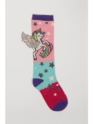 Katia & Bony  Flying Unicorn Kız Çocuk Dizaltı Çorap Desenli