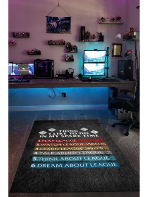 Homshtag Lig Programı Dokuma Tabanlı Yıkanabilir Kaymaz Gamer Halısı