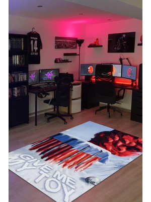 Homshtag O Oyuncak Benim Dokuma Tabanlı Yıkanabilir Kaymaz Gamer Halısı