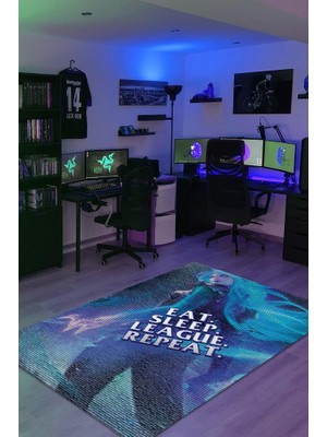 Homshtag Ye Uyu Dinlen Dokuma Tabanlı Yıkanabilir Kaymaz Gamer Halısı