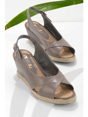 Bambi Vizon Leather Kadın Espadril 876