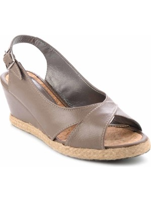 Bambi Vizon Leather Kadın Espadril 876