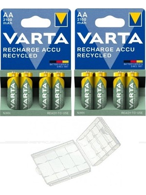 Varta 8 Adet 2100MAH Ni-Mh Ready To Use Aa Şarjlı Kalem Pil+ 4'lü Pil Saklama Kutusu Hediye