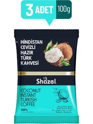 Shazel Hindistan Cevizli Hazır Türk Kahvesi 3 x 100 gr