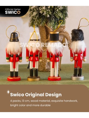 Swico Remado Noel Dekorasyonu Ahşap Fındıkkıran Heykelcik 13CM, 4 Adet (Yurt Dışından)