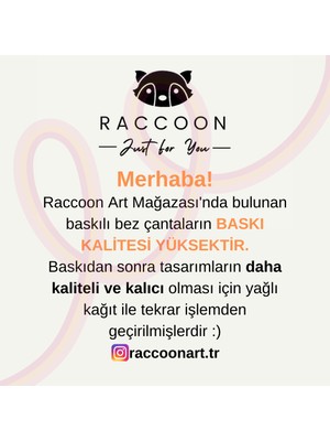 Raccoon Sirius Black Temalı, Yüksek Baskı Kaliteli %100 Pamuk Bez Çanta