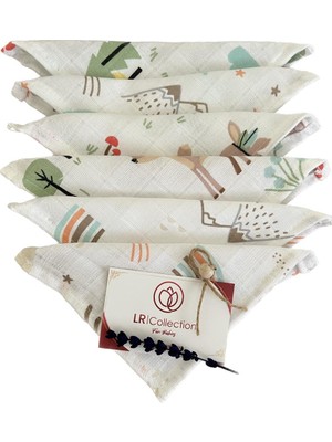 Lr Collection %100 Pamuk Müslin Kumaştan 6'lı Müslin Ağız Mendili