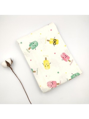 Bebek Star Müslin Örtü Dondurma Desenli 120x120 cm