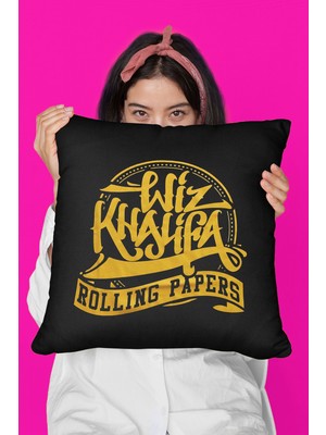 Tişört Fabrikası Wiz Khalifa Siyah Kırlent - Yastık Kılıfı