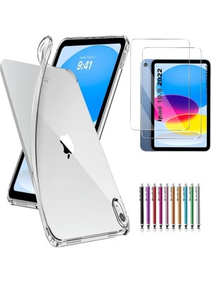 Case Apple iPad 10.nesil 10.9 Inç 2022 Tablet Uyumlu Kılıf Ekran Koruyucu ve Kalem Ön Arka Tam Kaplama 3in1 Set A2696 A2757 A2779