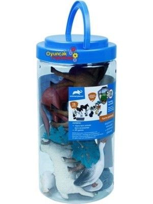 Vardem Oyuncak Çiftlik Hayvan Seti 13 Parça -23 cm Kovada