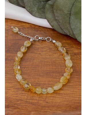 Dünya Doğal Taş Sitrin Taşı Bileklik