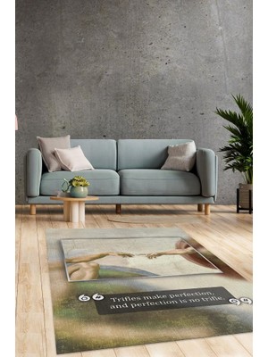 Homshtag Yaratılış Michelangelo Dokuma Tabanlı Yıkanabilir Kaymaz Sanat Sever Halısı