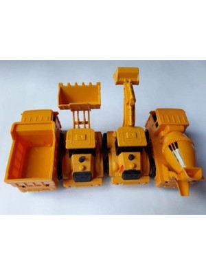 Serra Oyuncak Dozer Kepçe Excavator Kamyon Mikser 4 Adet Kırılmaz Oyuncaklar