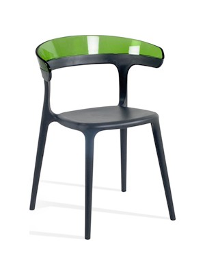 Papatya Luna Koltuk Antrasit Oturak Transparan Yeşil Sırt Mutfak Sandalyesi Kolçaklı