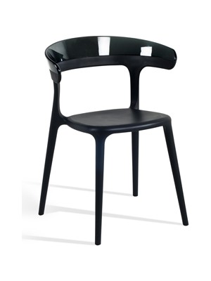 Papatya Luna Koltuk Siyah Oturak Transparan Füme Sırt Mutfak Sandalyesi Kolçaklı