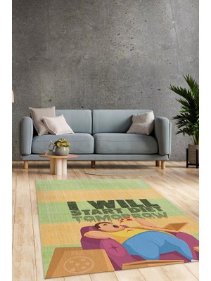 Homshtag Erteleme Diyete Başlıyorum Dokuma Tabanlı Yıkanabilir Kaymaz Diyetisyen Halısı