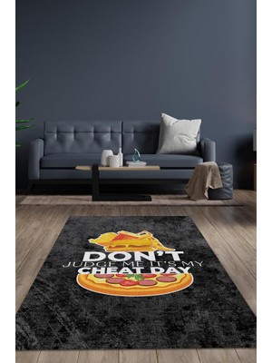 Homshtag Cheat Day Dokuma Tabanlı Yıkanabilir Kaymaz Diyetisyen Halısı