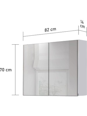 Trio Modül Asmira Aynalı Üst Dolap - 80 cm - Mdf Kapak - Beyaz