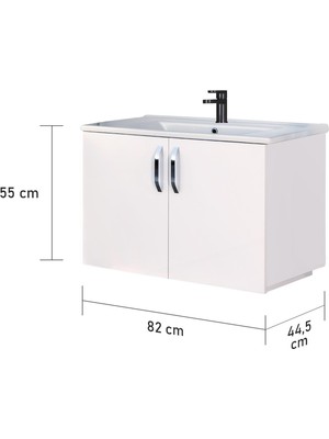 Trio Modül Asmira Lavabolu Alt Dolap - 82 cm - Beyaz