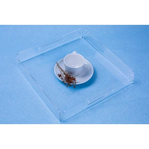 Şeffaf Pleksi Tepsi 25Xx25 cm Tutma Saplı Pleksi Tepsi Servis, Kahve, Çay, Sunum Ve Hediyelik Tepsi