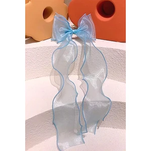 Petek Aksesuar Kadın Uzun Tül Fiyonk Toka Mavi