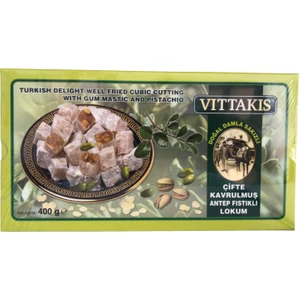 Damla Sakızlı Antep Fıstıklı Çifte Kavrulmuş Lokum 400 gr