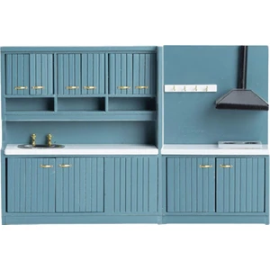 Minyatür Mutfak Dolabı Yemek Odası Mobilya Seti Dollhouse Dekorasyon Pişirme Masa (Yurt Dışından)