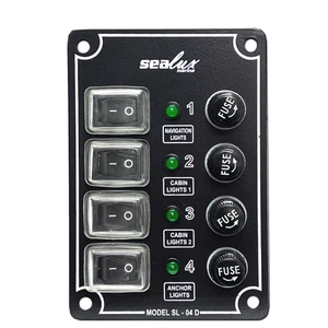 Tekne Switch Panel 4 Anahtarlı Dikey 12-24v Sigorta Paneli