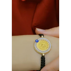 Aytek Gold Ipli Çerçeveli 8 Ayar Çeyrekli Bileklik